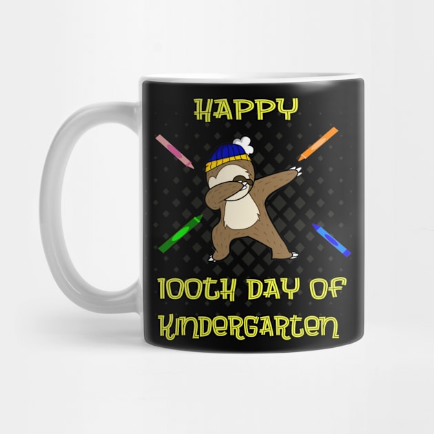 Happy 100th Day Of Kindergarten Dabbing Sloth by familycuteycom